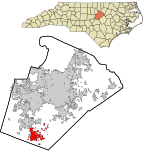 Wake County North Carolina incorporated and unincorporated areas Fuquay-Varina highlighted